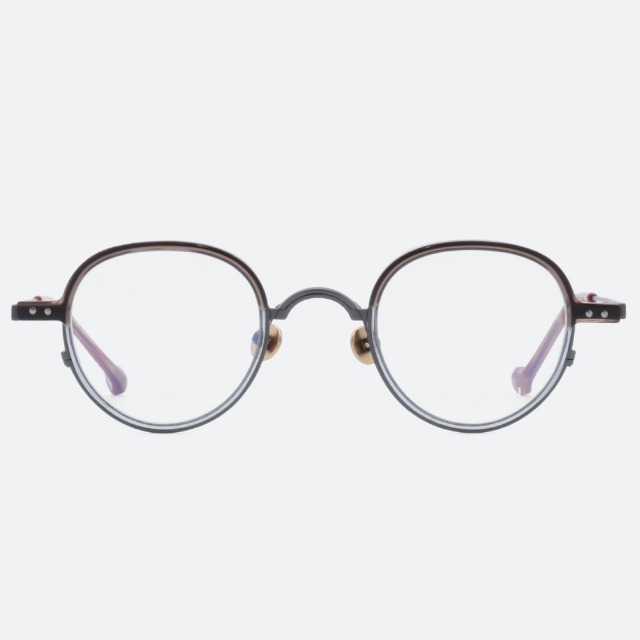 세컨아이즈-리안 안경 로렌스폴 모션 MOTION C02 그레이투명 뿔테 알작은 티타늄 콤비 안경테